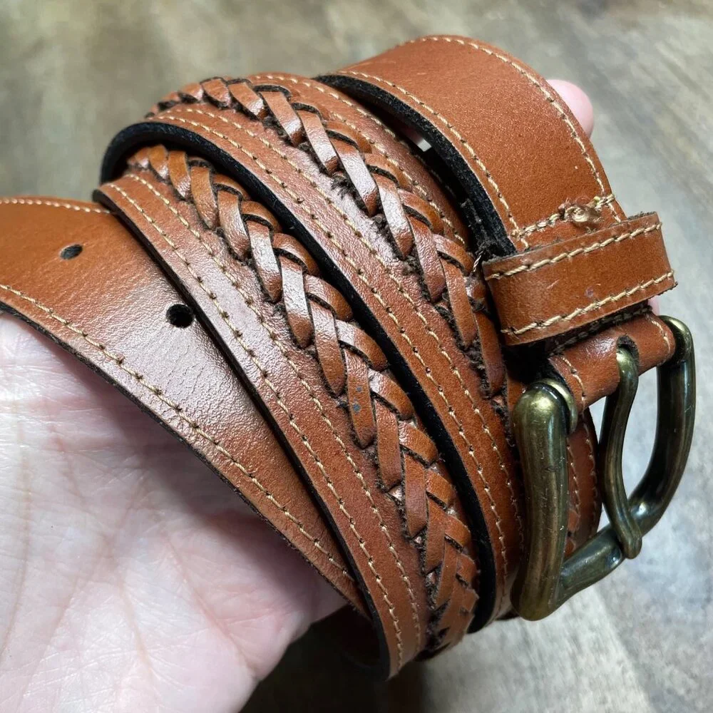 Unbranded Mens Brown Braided Genuine Leather Belt Size‎ XL Western